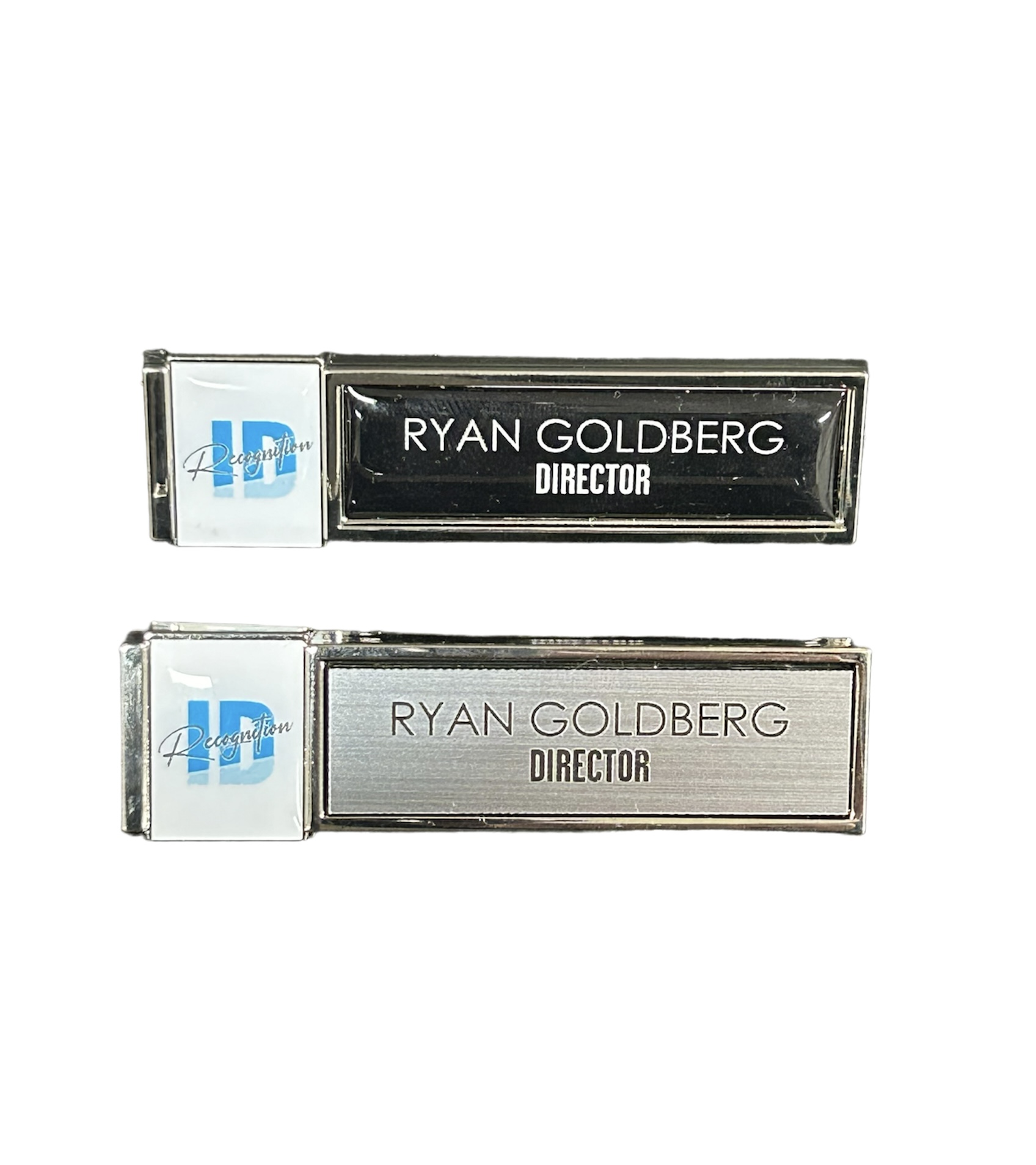 Silver Metal Name Badge - with 2 Inserts