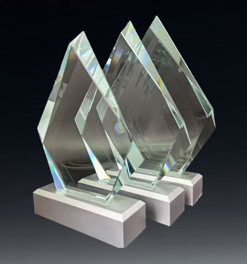 GLASS AND METAL DIAMOND TROPHY