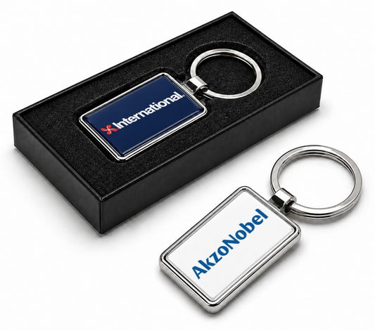 Metal Key Tag 40x30mm - Resin dome both sides