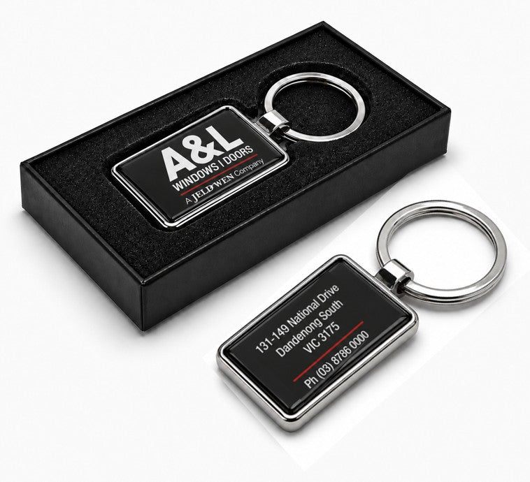 Metal Key Tag 40x30mm - Resin dome both sides