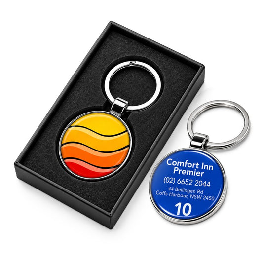 Metal Key Tag 38mm circle  - Resin dome both sides
