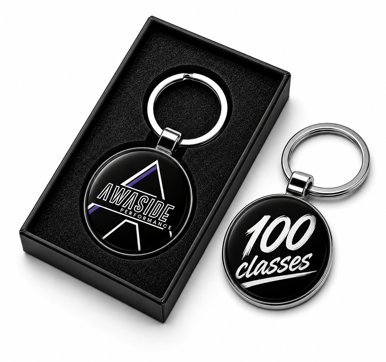 Metal Key Tag 38mm circle  - Resin dome both sides
