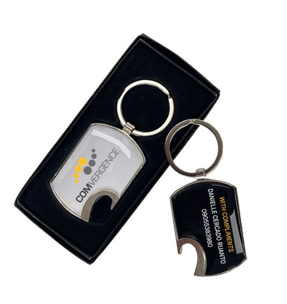 Bottle Opener Metal Key Tag - Resin dome both sides