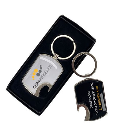 Bottle Opener Metal Key Tag - Resin dome both sides
