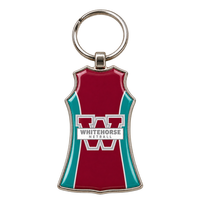 Netball Dress Metal Key Tag - Resin dome both sides