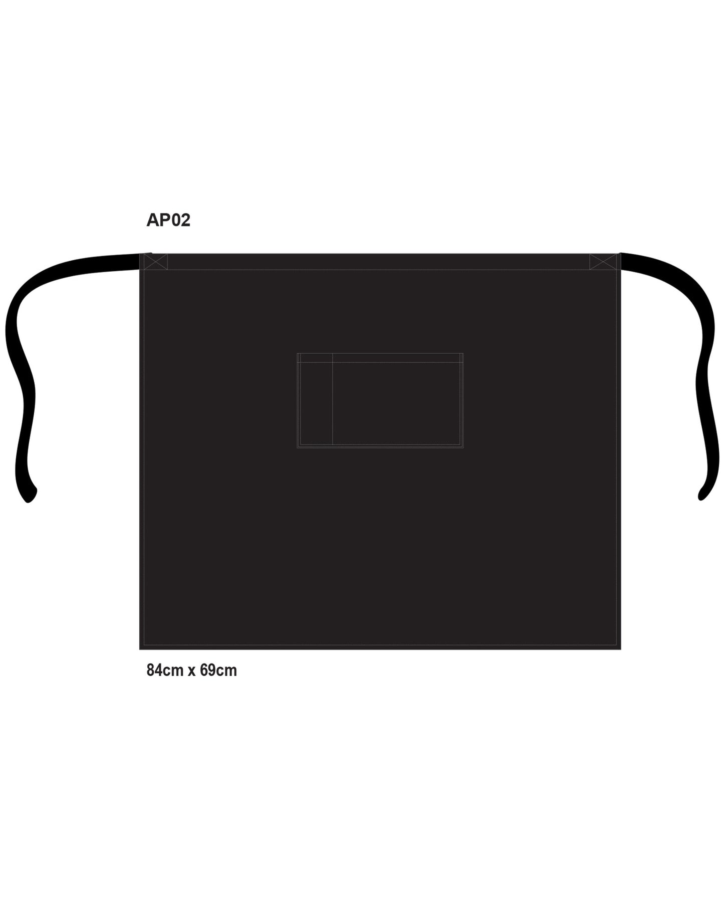 [AP02] Long waist apron w86xh70cm