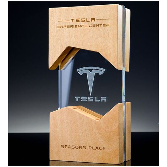 Glass And Wood Abstract Trophy