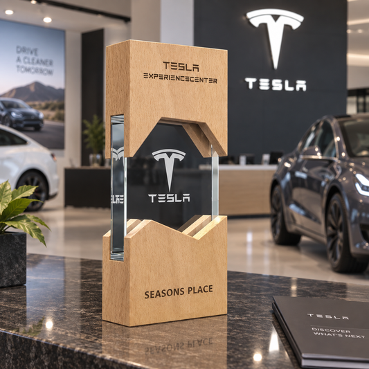 Glass And Wood Abstract Trophy