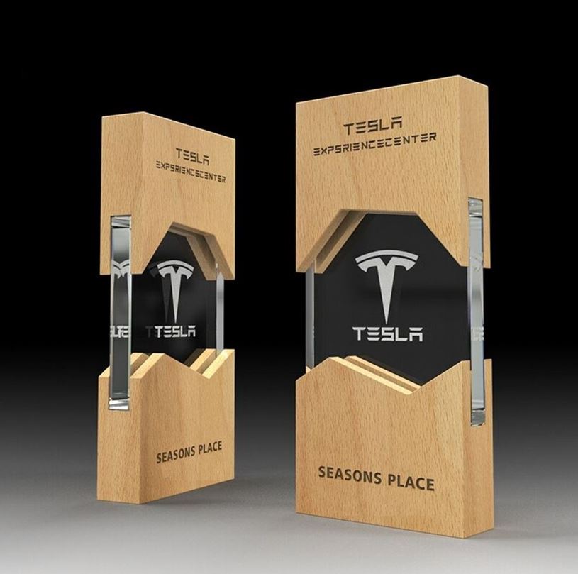 Glass And Wood Abstract Trophy