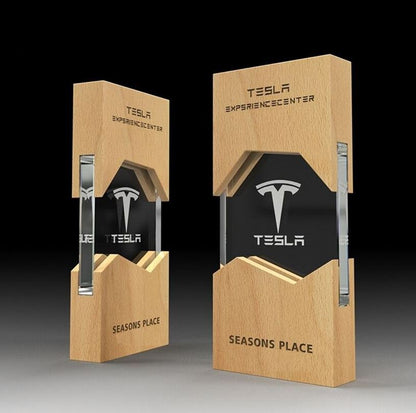 Glass And Wood Abstract Trophy