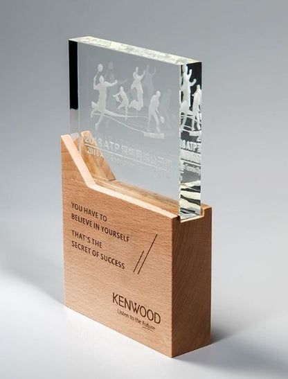 Glass And Wood Rectangle Trophy