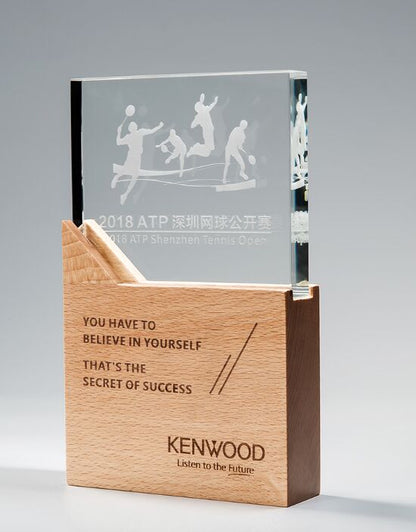 Glass And Wood Rectangle Trophy