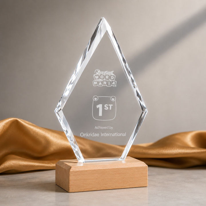 Glass And Wood Diamond Trophy