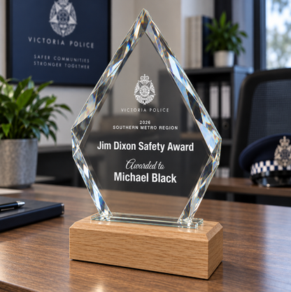 Glass And Wood Diamond Trophy