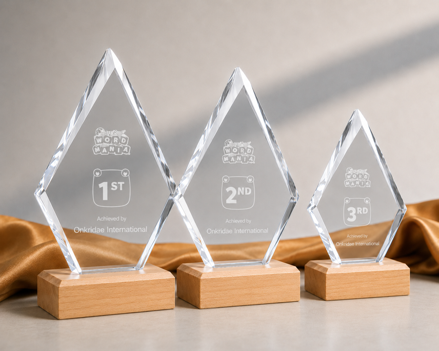 Glass And Wood Diamond Trophy