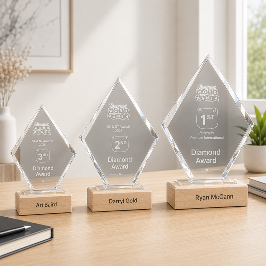 Glass And Wood Diamond Trophy
