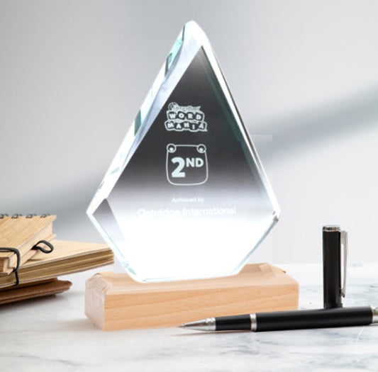 Glass And Wood Diamond Trophy