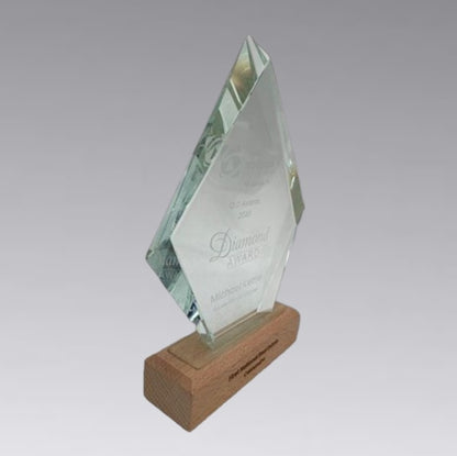 Glass And Wood Diamond Trophy