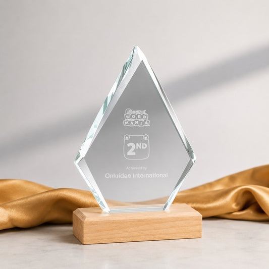 Glass And Wood Diamond Trophy