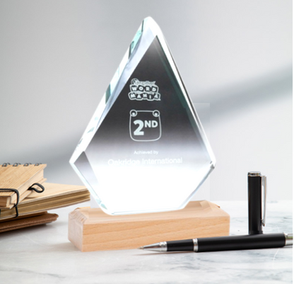 Glass And Wood Diamond Trophy