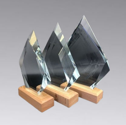 Glass And Wood Diamond Trophy