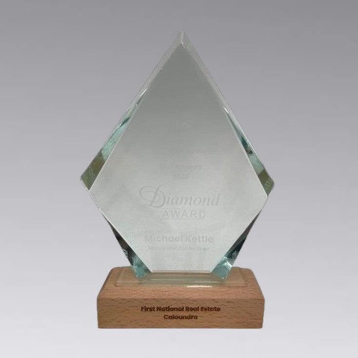 Glass And Wood Diamond Trophy