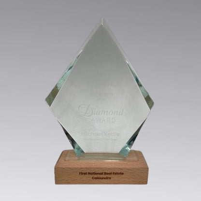 Glass And Wood Diamond Trophy