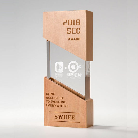Momentus Glass And Wood Trophy