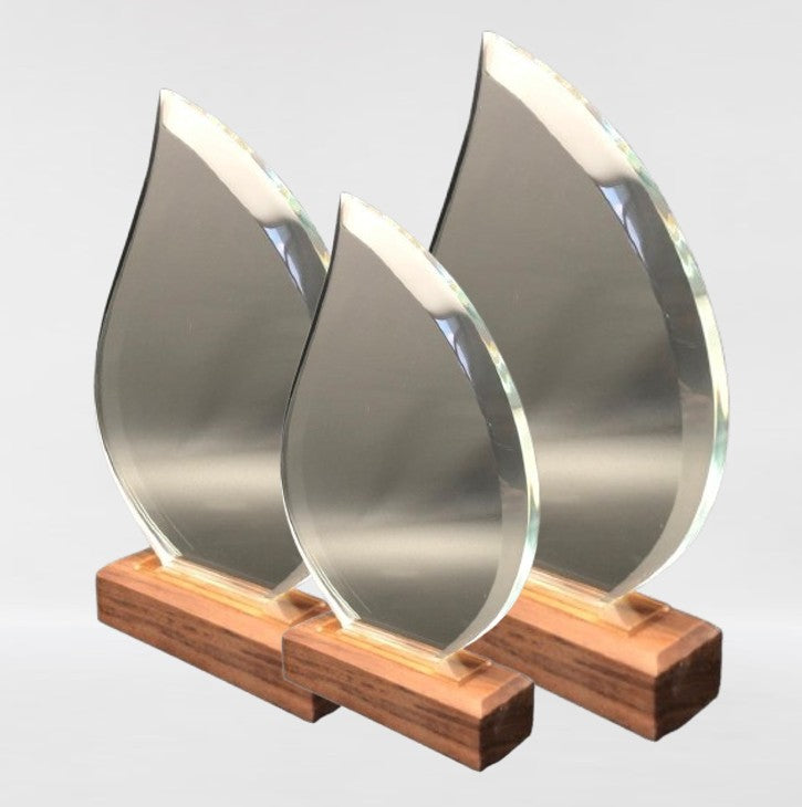 Glass And Wood Flame Trophy