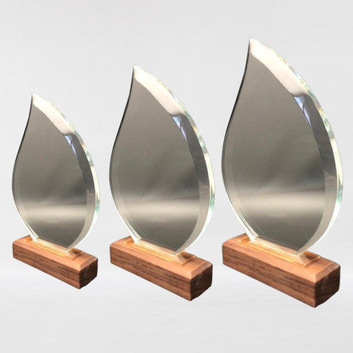 Glass And Wood Flame Trophy