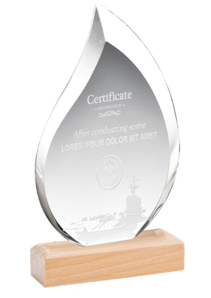 Glass And Wood Flame Trophy