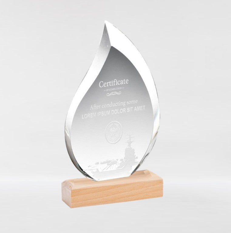 Glass And Wood Flame Trophy