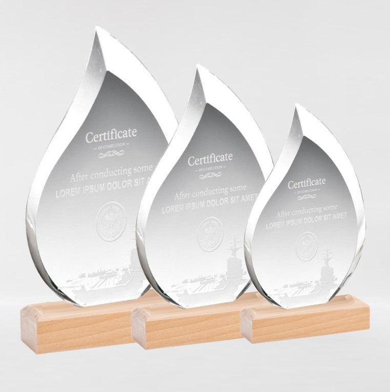 Glass And Wood Flame Trophy