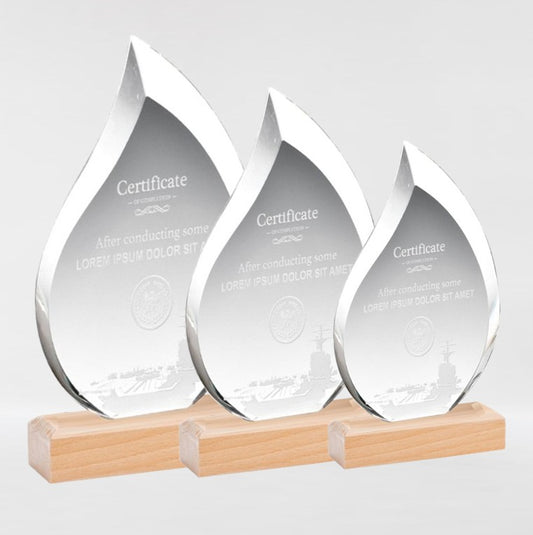 Glass And Wood Flame Trophy