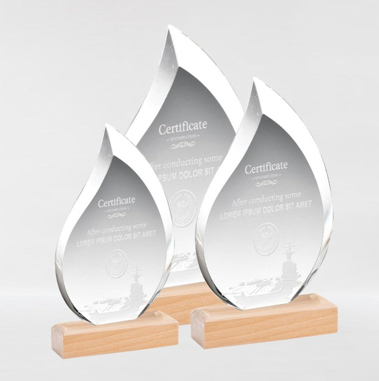 Glass And Wood Flame Trophy