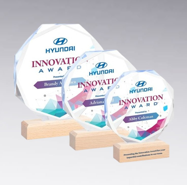 Glass And Wood Octagon Trophy