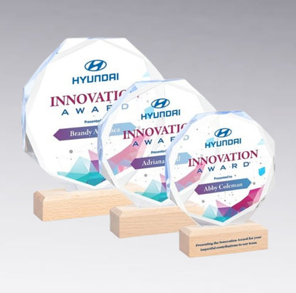 Glass And Wood Octagon Trophy