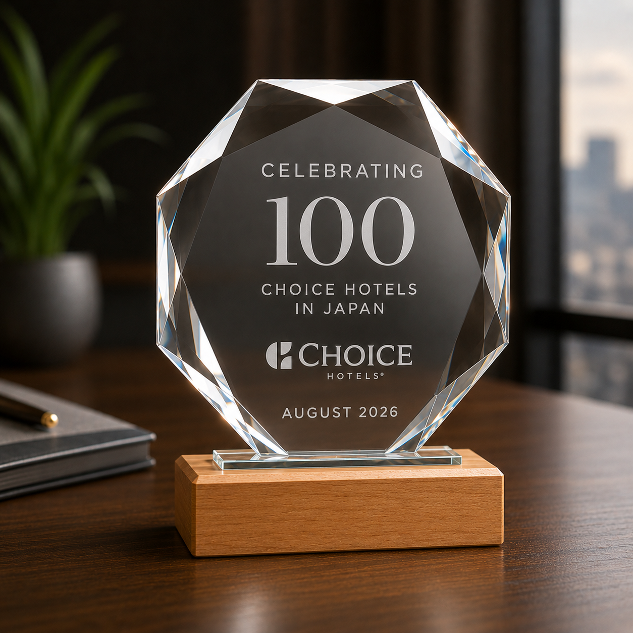 Glass And Wood Octagon Trophy