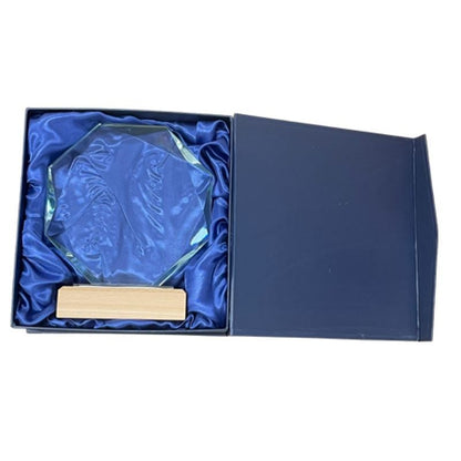 Glass And Wood Octagon Trophy