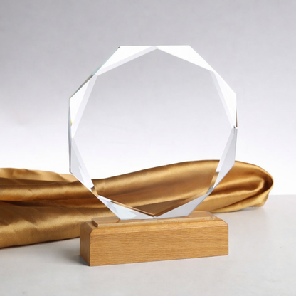 Glass And Wood Octagon Trophy