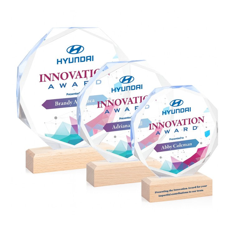 Glass And Wood Octagon Trophy