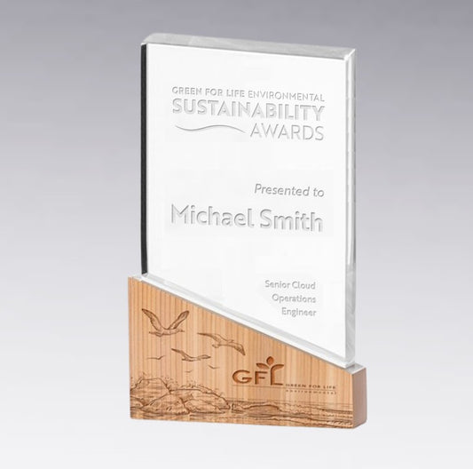 Supreme Glass And Wood Trophy