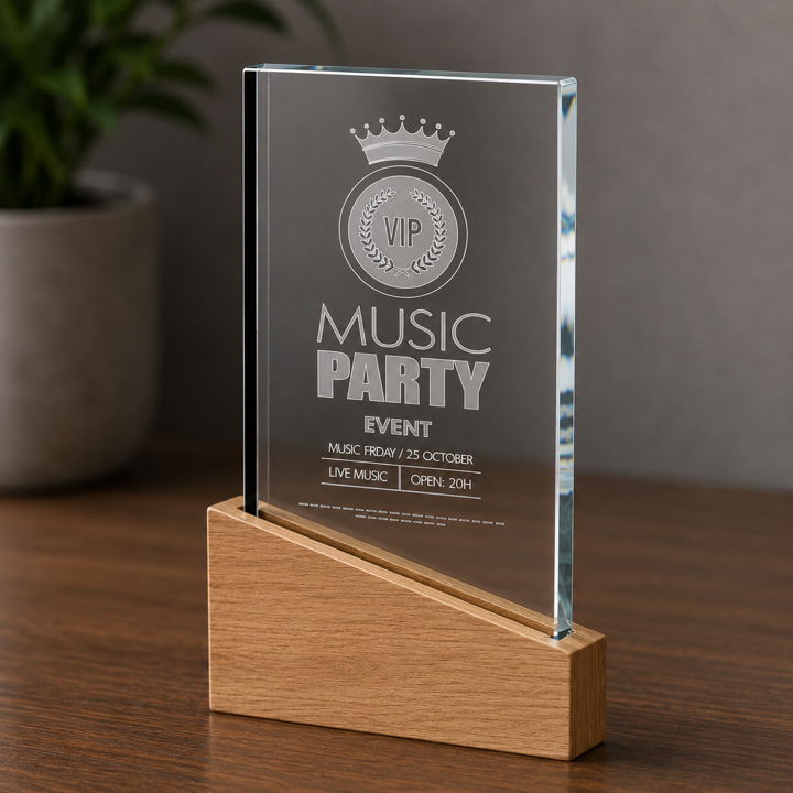 Supreme Glass And Wood Trophy
