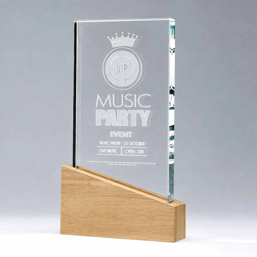 Supreme Glass And Wood Trophy