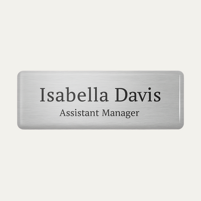 Metallic Finish Name Badge with resin coating (text 2 lines)