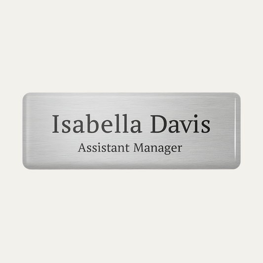 Metallic Finish Name Badge with resin coating (text 2 lines)