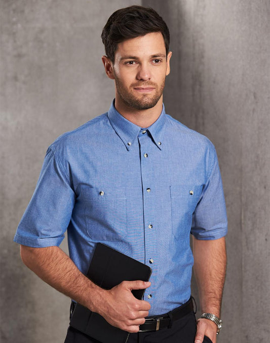 [BS03S] Mens w/f chambray shirt S/S