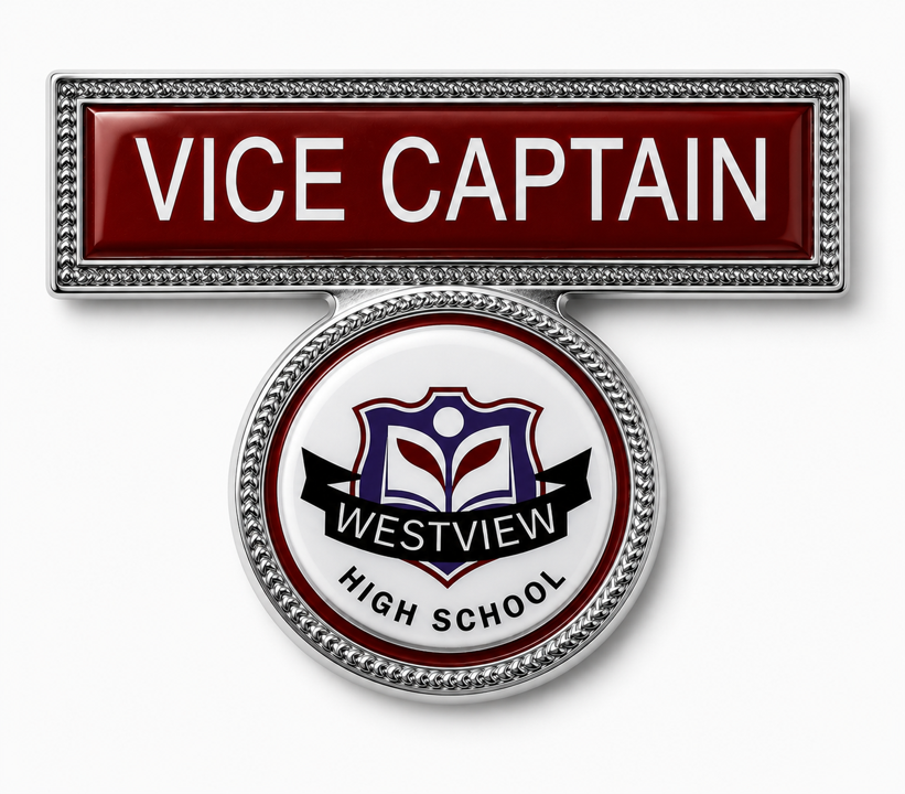 Double metal badge with pin fixture