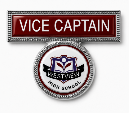 Double metal badge with pin fixture