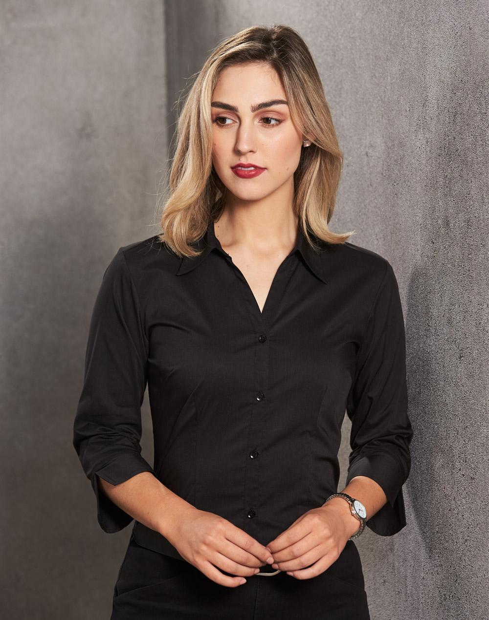 [BS07Q] Ladies' 3/4 sleeve teflon shirt